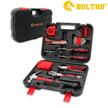 

BOLTHO Hand Tool Set General Household Repair Hand Tool Kit with Plastic Toolbox Socket Wrench Screol box Storage Case