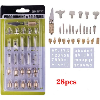 

28pcs Wood Burning Pen Tips & Stencil Set Pyrography Engraving Electric Soldering Iron Kit For 30W Electric Iron