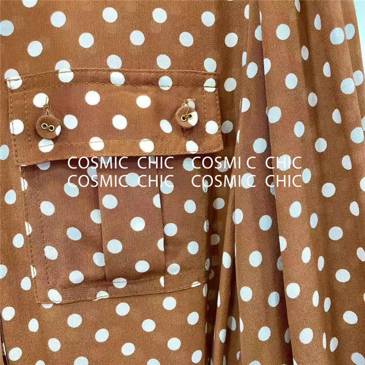 Cosmicchic Женское Платье макси с длинным рукавом-фонариком в горошек винтажное платье-рубашка с завышенной талией и поясом элегантное праздничное платье для вечеринок