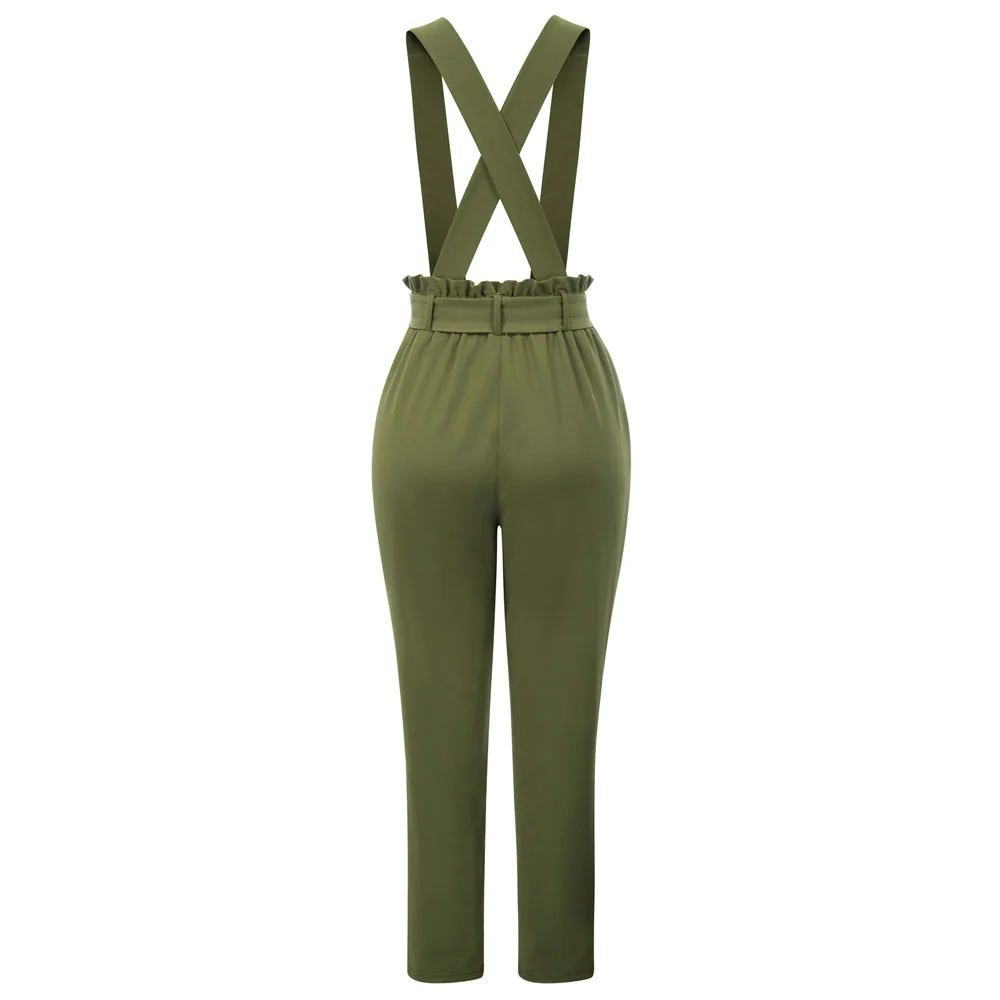 Women's Pants Autumn Ladies solid color Pants Elastic Waist Cropped Length Trousers Loose Streetwear Pantalones