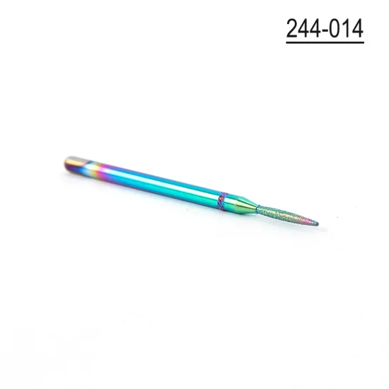 244-014 Профессиональные радужные алмазные сверла для ногтей, фрезы для маникюра, педикюра, кутикулы, твердосплавное покрытие, гель для удаления, Полировочный инструмент#1514 - Цвет: 244-014