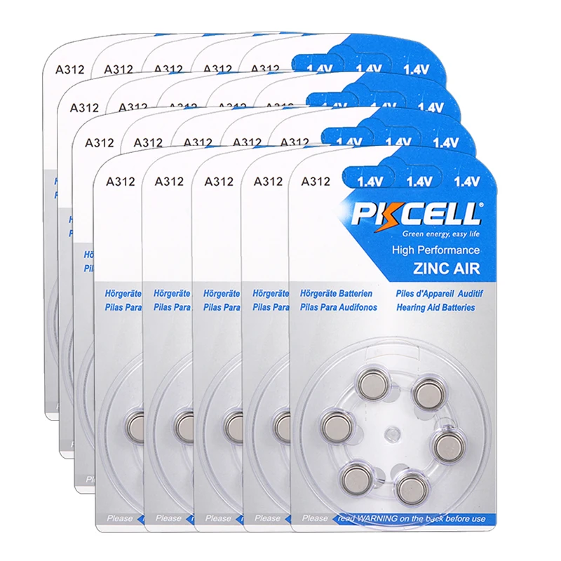 120 шт PKCELL слуховой аппарат батареи A312 312A ZA312 312 PR41 S312 цинковый воздух 312/A312 6