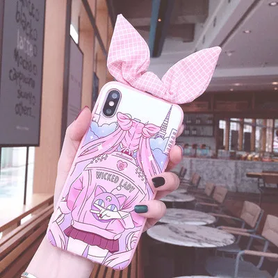 Для iphone 11 pro милый 3D Сейлор Мун лук Телефон чехол для iphone 11 pro Max 7 8 plus 6 6S Мультфильм Девочка Кролик уши задняя крышка - Цвет: As shown