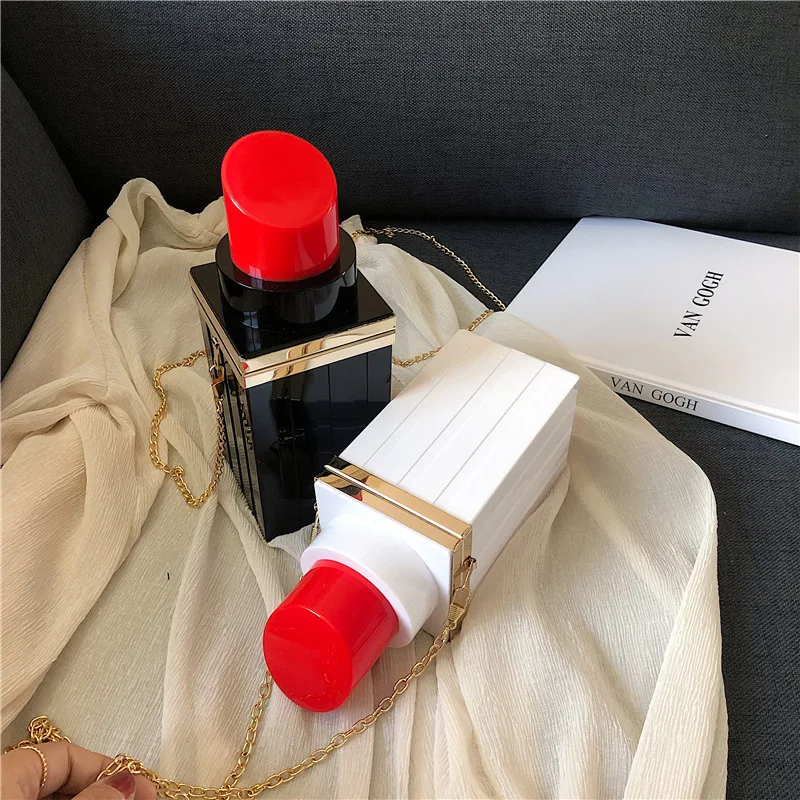 Women Lipstick Shape Evening Bags Vintage Banquet Purses Clutch Chain Handbag Messenger Bag Shoulder Bolsos Mujer | Багаж и сумки
