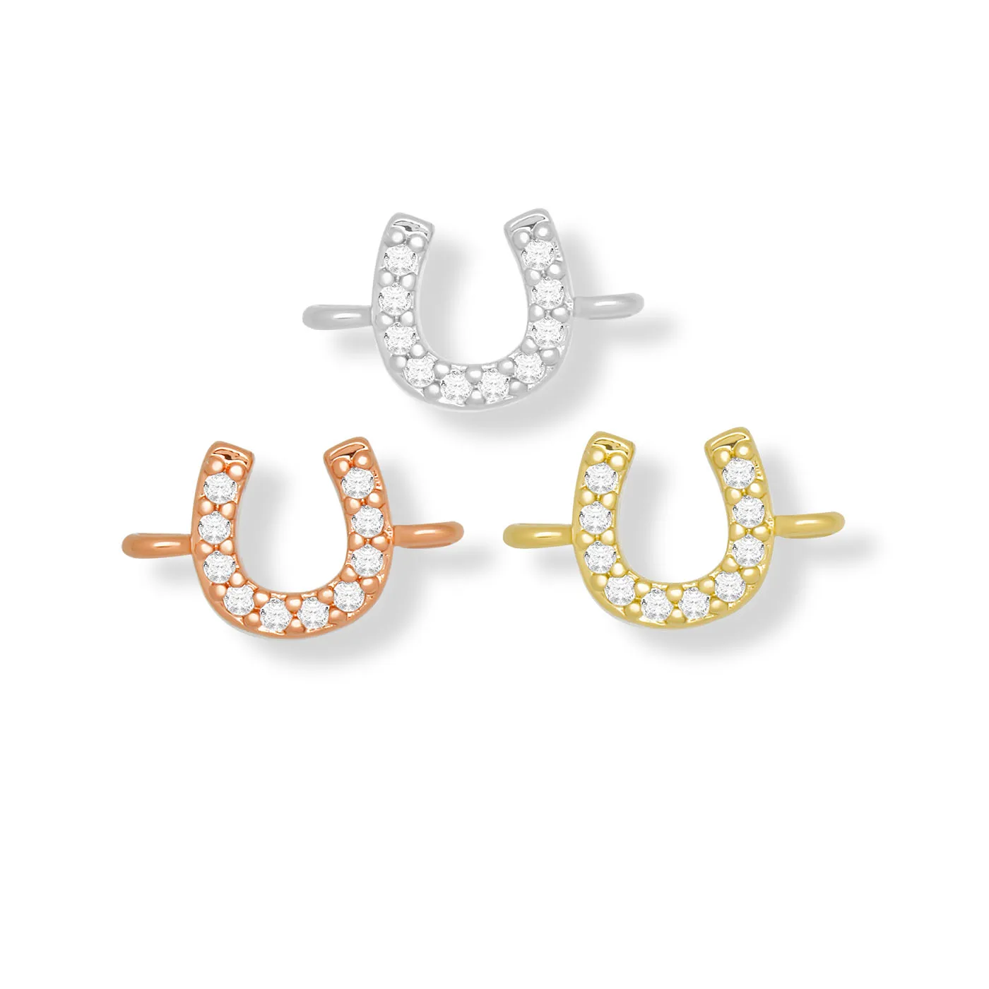 White Cubic Zirconia Stones Mini Small Nice Brass Horseshoe Charm For Bracelet Makings CZ Gold-plated Lucky Jewelry Findings DIY | Украшения