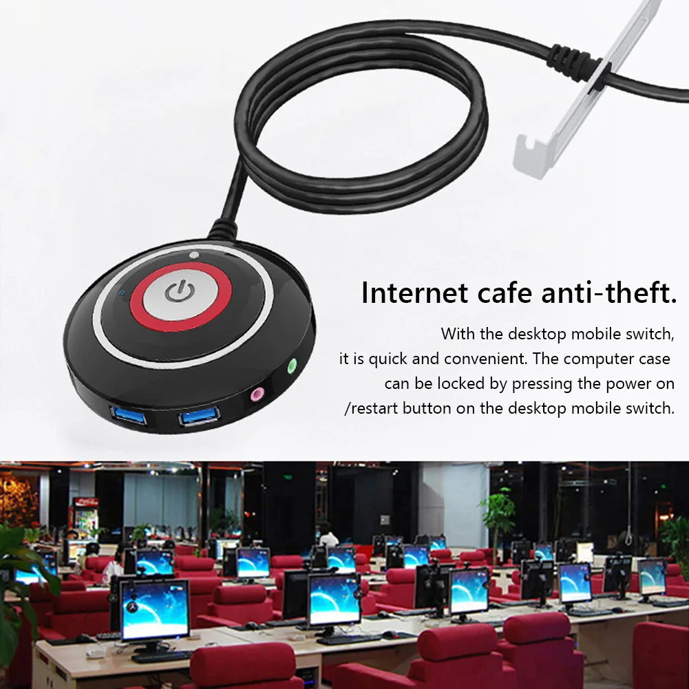 Enhance control with our Desktop PC Power Button Switch - Round Big Button with Cable and Bracket for seamless on/off and reset functionality. Description Image.