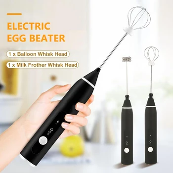 

USB Rechargeable Blender Milk Frother Handheld Electric Mixer Foam Maker Stainless Whisk 3 Speed for Coffee Cappuccino