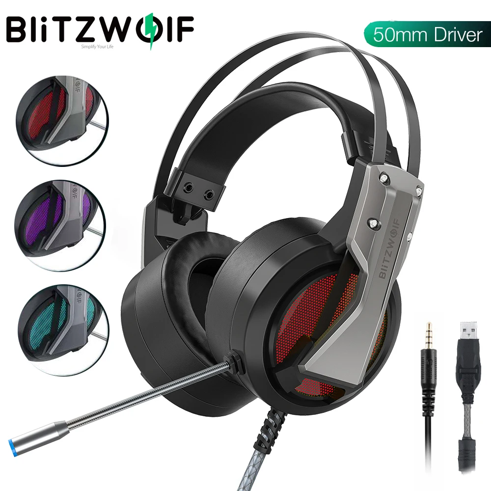 Blitzwolf BW GH1 jogos fone de ouvido com microfone USB 3.5mm 7.1 surround som isolamento ruído jogo com fio fones de ouvido gamer para pc para ps4|Fones de ouvido| - AliExpress