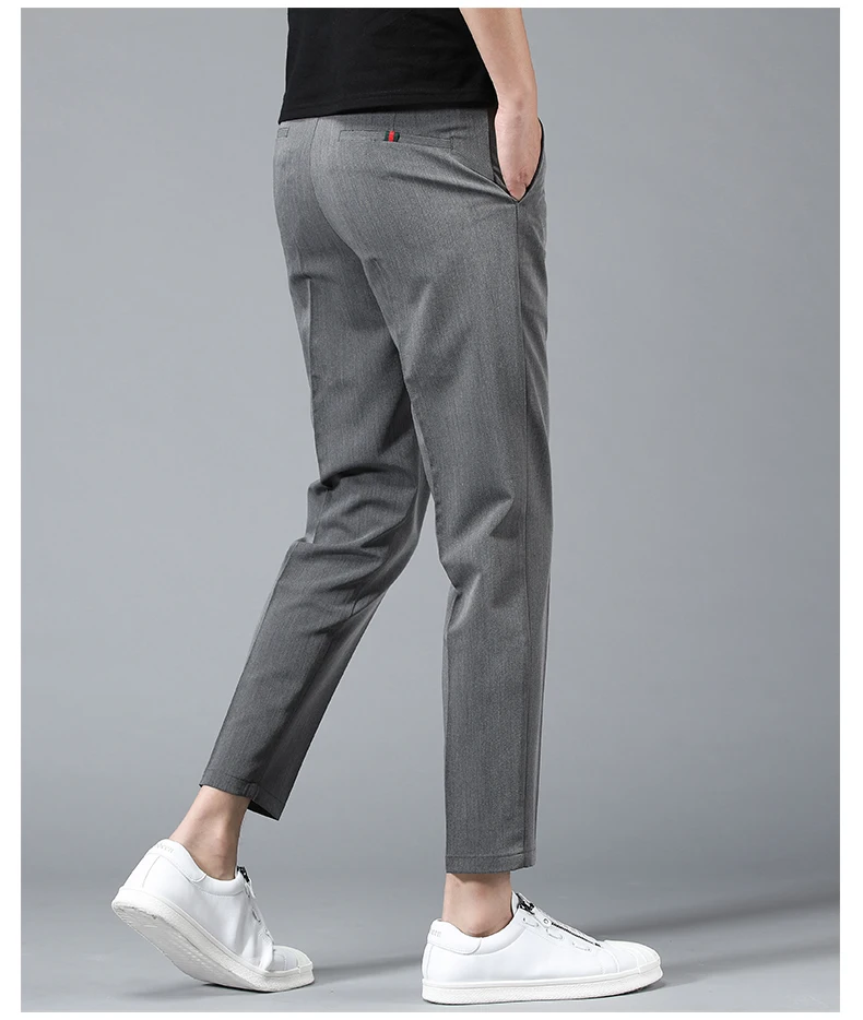 Spring Summer Business Suit Pants Men Thin Formal Slim Fit Classic Office Ankle Length Straight Casual Trousers Brand clothing casual pants for men