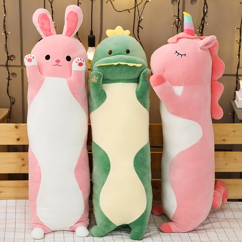 70/90/120CM Cartoon Animal Dinosaur Unicorn Cat Plush Toys Stuffed Soft Long Sleeping Pillow Dolls Children Birthday washable | Дом и сад