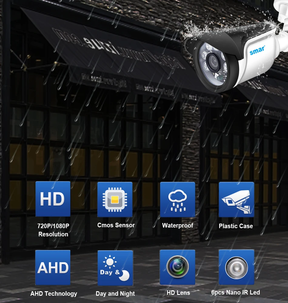 Smar 720P 1080P AHD Camera With IR Cut Filter Night Vision Waterproof Outdoor CCTV Security Bullet Camera  (1)