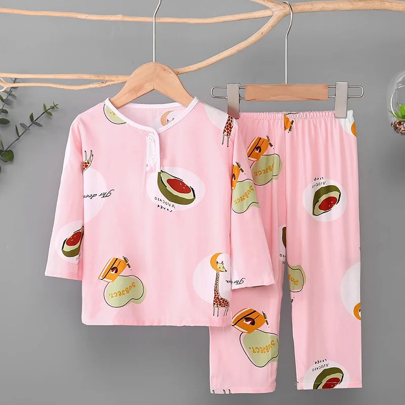 cotton short pajama sets Boys Girls Pajamas Set Summer Sleepwear Teenage Clothing Pijamas Pyjamas Kids Children's Home Outfits Baby Night Suits 4 6 8 10Y cheap pajama sets	