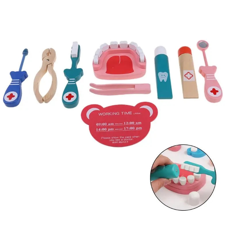

Kids Doctor Toys Role-playing Games Pretend Play Wooden Medical Kit Set Pretend Doctor Play Toys for Children