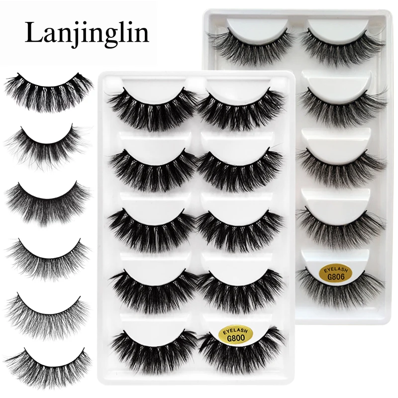 LANJINGLIN 5 пар Накладные ресницы натуральные длинные 3D норковые Макияж Наращивание
