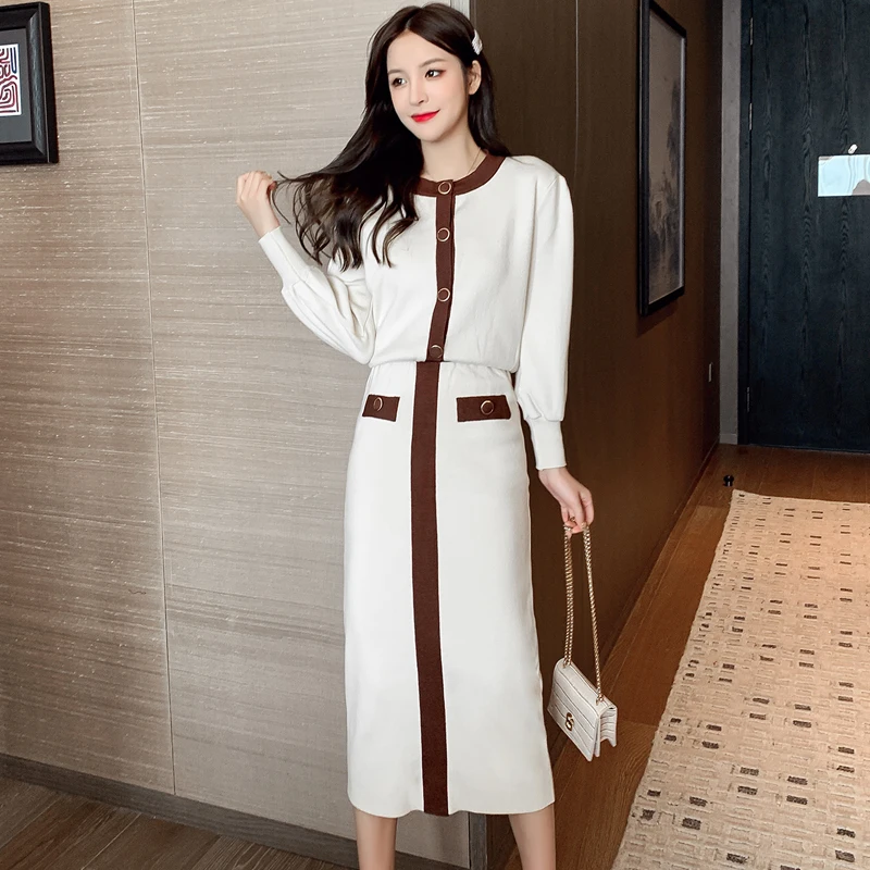 

Will fall and winter temperament reduction of cultivate one's morality show thin splicing dress fashion
