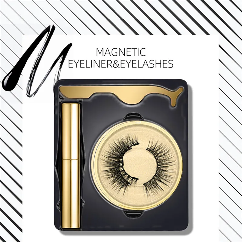 Natural Thick Magnetic Eyeliner Eyelashes Set No Glue Prevent Allergy Handmade Magnetic Fake Eyelashes With Eyelashes Applicator