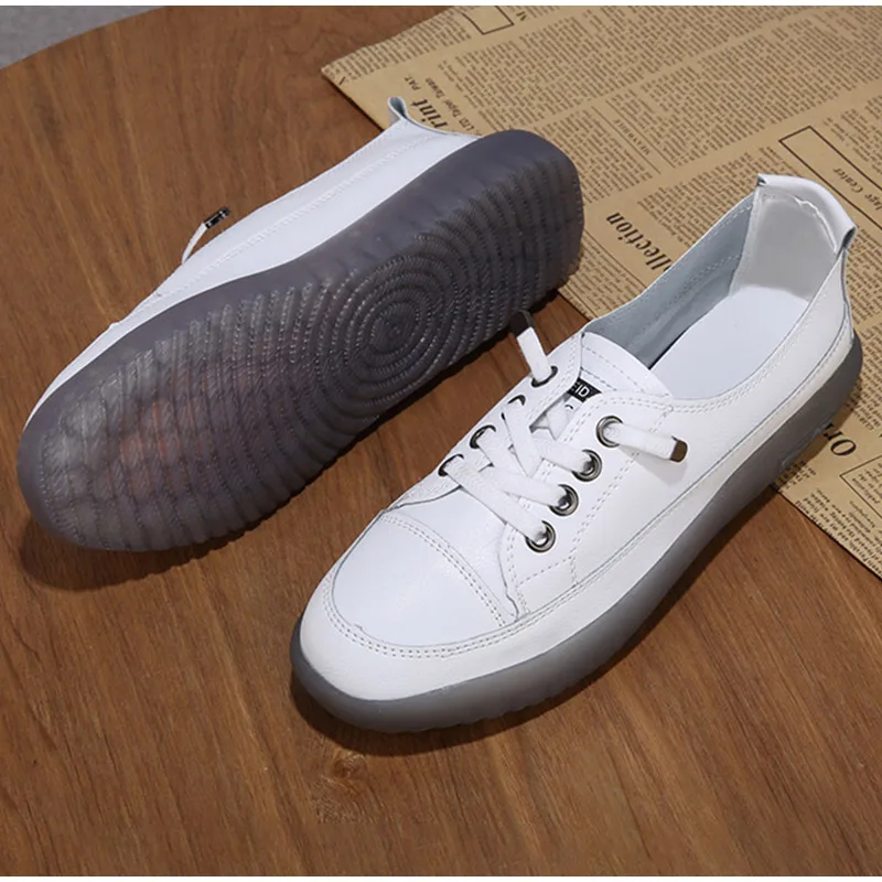 Women White Flats Loafers Pu Soft Leather Sneakers Vulcanized Shoes Female Comfort Zapatos De Mujer Casual Woman Shoes Mocassins