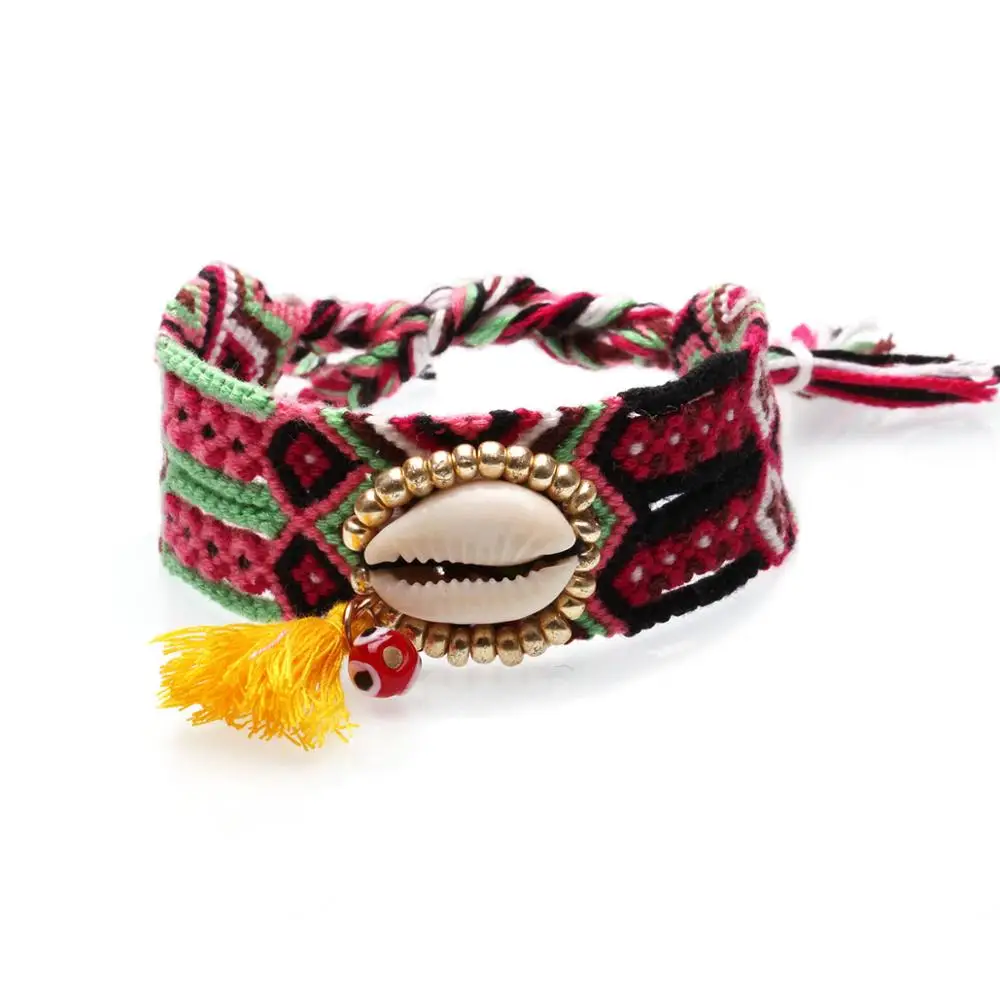 Название: Boho сглаза семена бисера Каури ракушки тканый браслет дружбы новая мода галстук желтый кисточкой летние нити ювелирные изделия