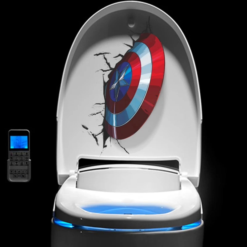 3D яркий щит капитана Америки через наклейки на стену для детей комнаты Туалет Декор Мстители настенные наклейки Искусство ПВХ настенные плакаты