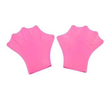 

Hot Pink Silicone Swim Training Accessories Webbed Gloves Paddles 2pcs