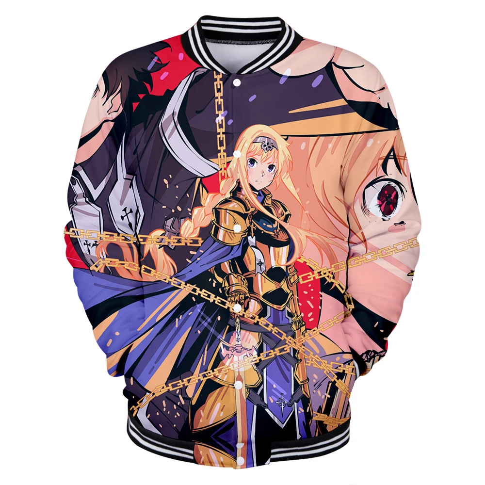 Sword Art Online: Alicization Print Baseball Jacket Men/Women Winter Fashion Casual Harajuku Soft Jacket Coat Hot SalBe Sword Art Online: Alicization Print Baseball Jacket Men/Women Winter Fashion Casual Harajuku Soft Jacket Coat Hot SalBe