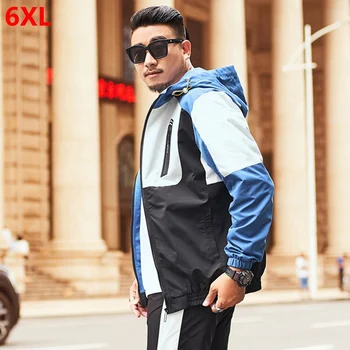 

Tide overalls male big size student jacket casual jacket trend baseball uniform male stitching hood handsome 6XL larger size