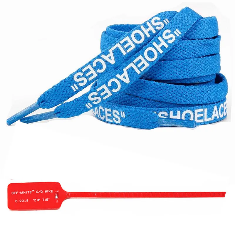 Blue-White Print 4" /55"/6" шнурки для обуви с принтом плоские шнурки с принтом OW обувные шнурки с принтом на молнии для белых кроссовок AJ - Цвет: Blue-White Print