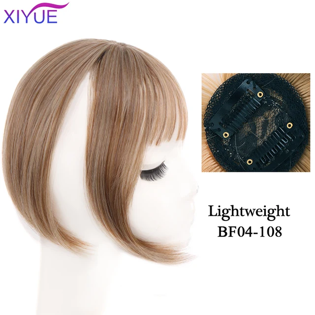 Black/Light Brown Clip In Hair Bangs Hairpiece Accessories Synthetic Fake Bangs Clip In Hair Extensions Clip In Hair Pieces BF04-108