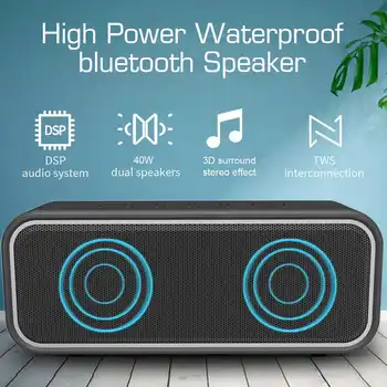 

Portable Speaker 40W TWS Wireless Waterproof bluetooth Speaker 3D Stereo Sound Voice Calls Microphone Waterproof