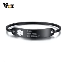 VNOX Нержавеющая сталь Медицинский ID Тег идентификационный браслет Браслеты для Для женщин гравировкой льда Info