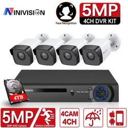 Système de vidéosurveillance 4 canaux H.265 + 5mp Lite HD TVI DVR, 1080p, 2mp, système de sécurité à domicile, caméra à Vision nocturne extérieure, Kit de vidéosurveillance 