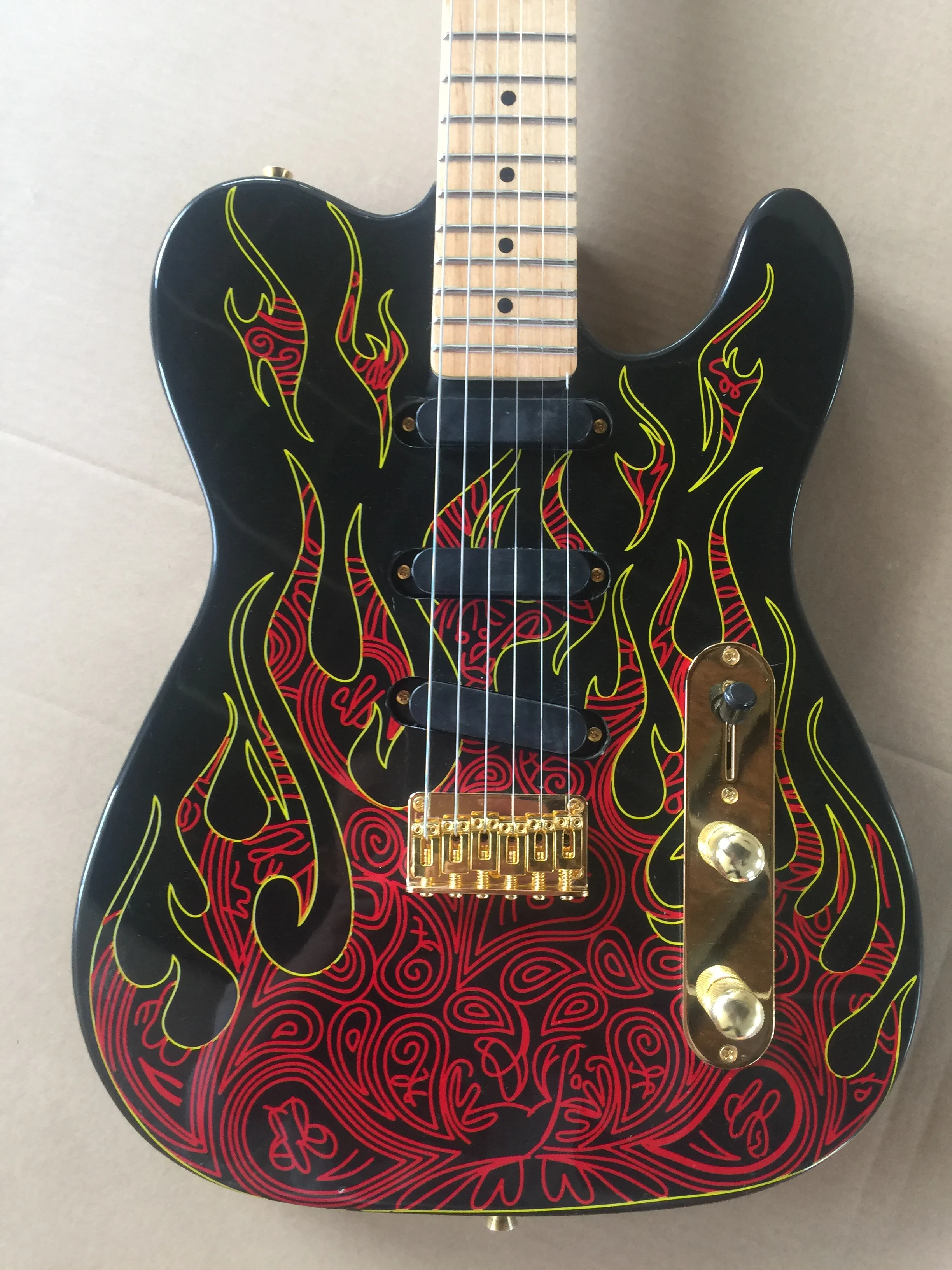 

Electric Guitar/Red Flame Gold Hardware High Quality Guitar/Anmiyue Customizable Chinese Electric Guitar