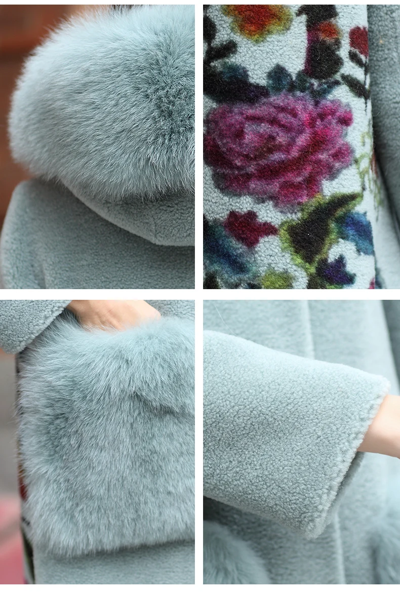 AYUNSUE 2019 овечья шерсть пальто из натурального меха женская 100% шерстяное пальто зимняя куртка женская лисий меховой воротник корейские