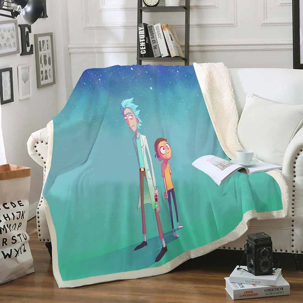 Summer 2020 air-conditioned blankets Rick and Moni 3D printed sofa flannel best-selling down blanket | Дом и - Цена: 