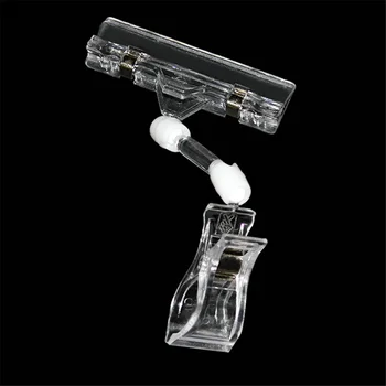 

6.5" Height Transparent Plastic Double Clips Pop Display Holder Adjustable Sign Card Supermarket Price Clamp Advertising Folder
