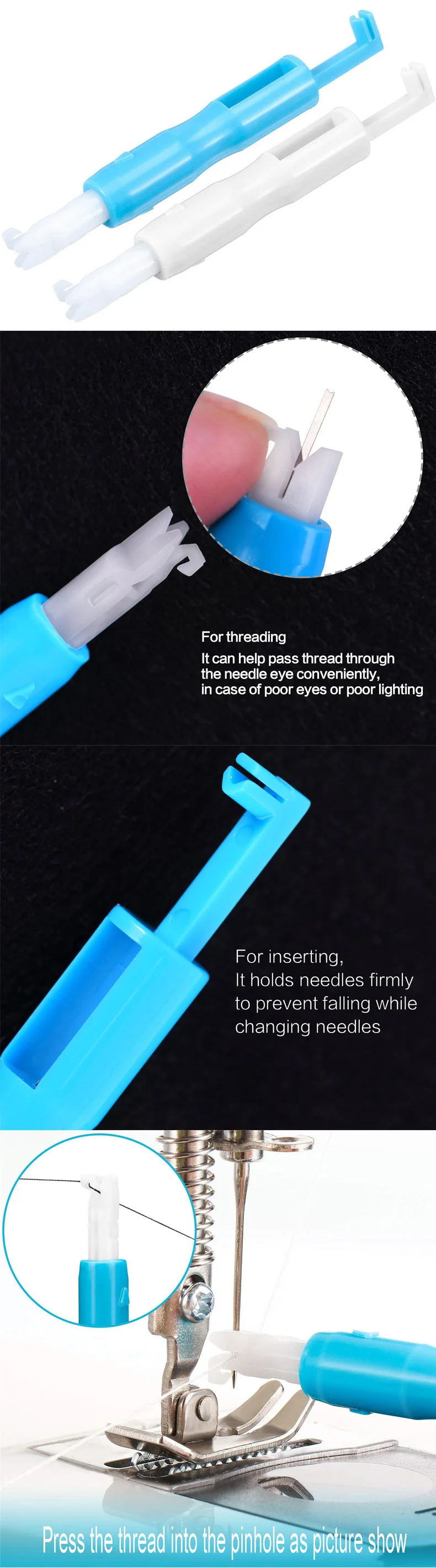 Needle Inserter and Threader for Sewing Machines