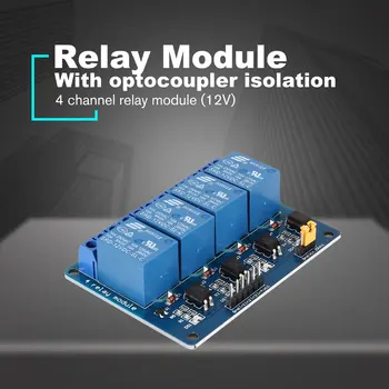 

12V 4 Channel Relay Module Interface Board Low Level Trigger Optocoupler for Arduino SCM PLC Smart Home Remote Control Switch