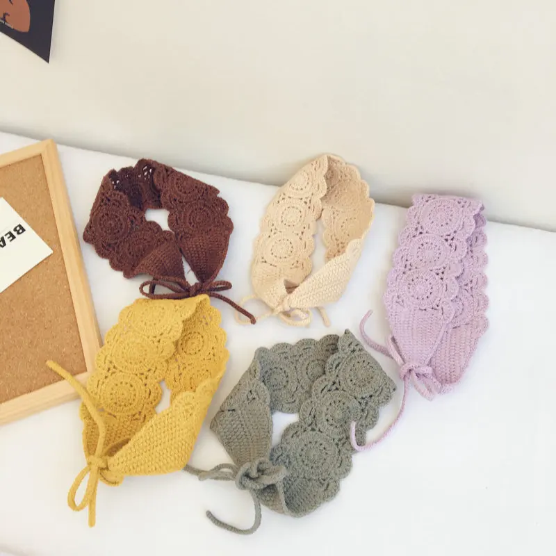 한국 스타일 어린이 니트 머리띠, 할로우 아웃  소녀, 캔디 컬러 헤어 밴드, 어린이 의류 액세서리, 매치 헤드웨어