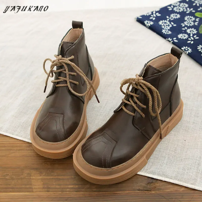 

Ботинки из искусственной кожи в британском ретро-стиле, теплые Нескользящие повседневные короткие сапоги с бархатной подкладкой, студенческие Ботинки, Ботильоны в стиле мори