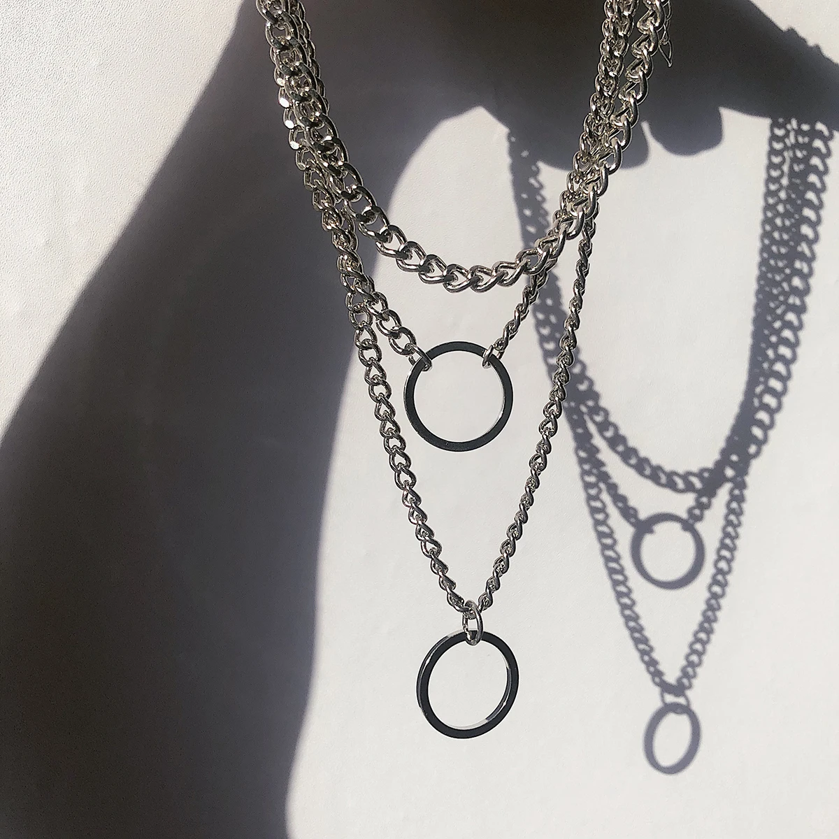 SHIXIN панк многослойное Ожерелье Золотая/серебряная цепочка с круговой подвеской ожерелье для женщин хип-хоп ожерелье цепочка на шею