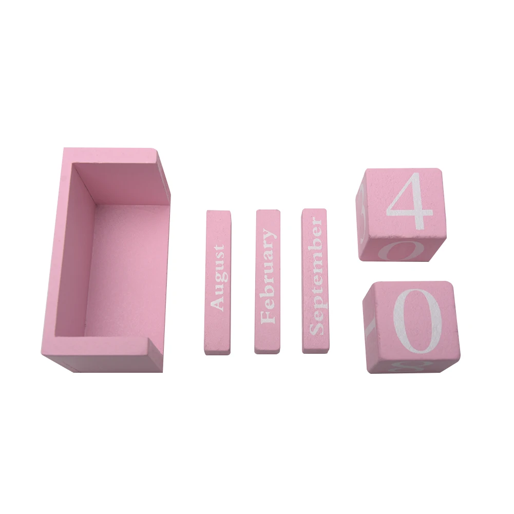 Pink Декор для гостиной с месяцем и датой, многоразовый планировщик, деревянный блок, настольный календарь, сделай сам, подарки, Декор для дома и офиса - Цвет: Pink
