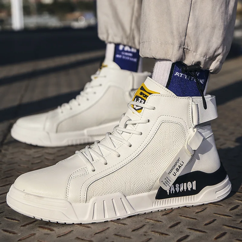 

Spring New Style High-top Board Shoe Men's Korean-style Trend Versatile INS Athletic Shoes Men's Casual Shoes White