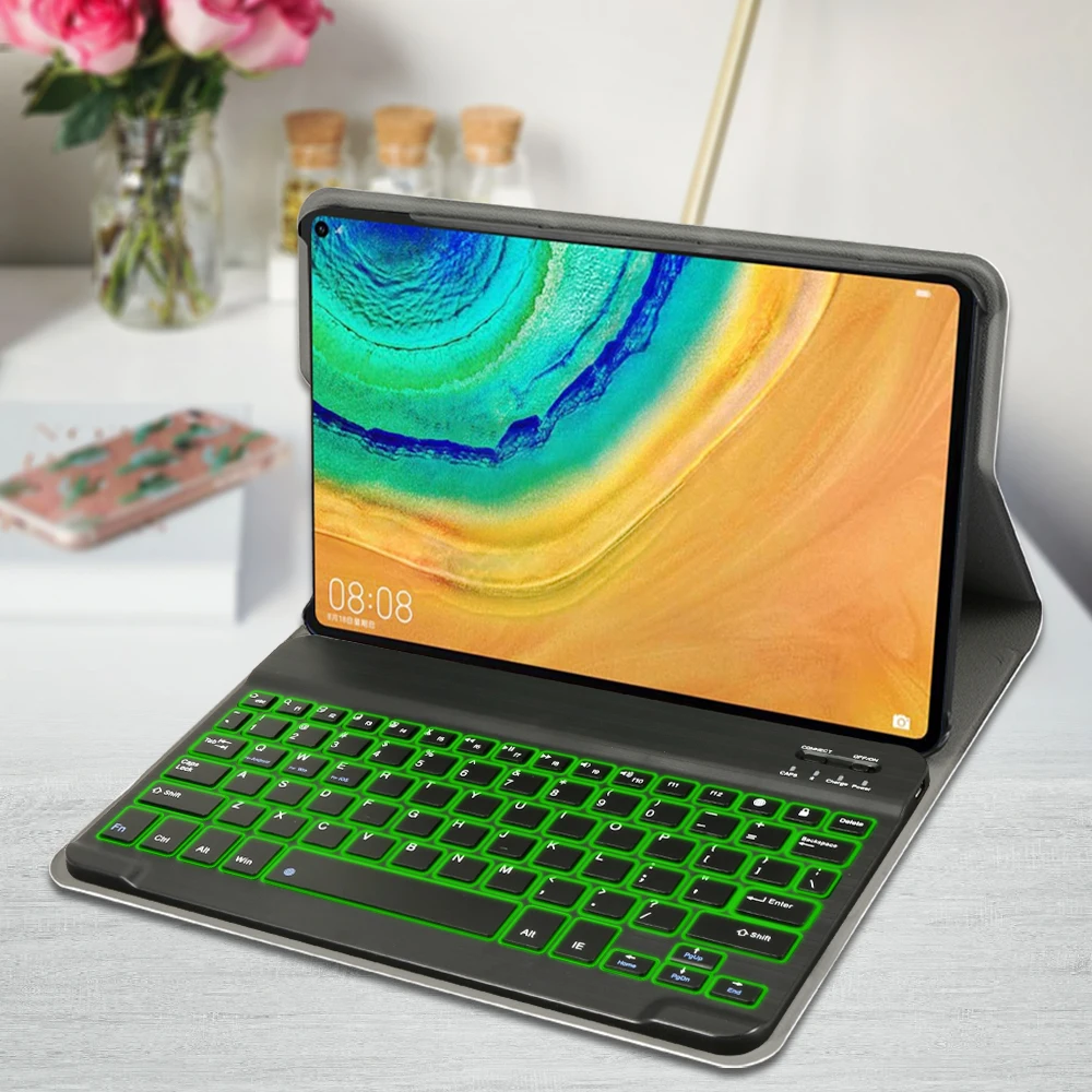 Для huawei MatePad Pro 10," USA Bluetooth клавиатура 7 цветов с подсветкой клавиатуры для планшетов чехол с тонкой из искусственной кожи чехол