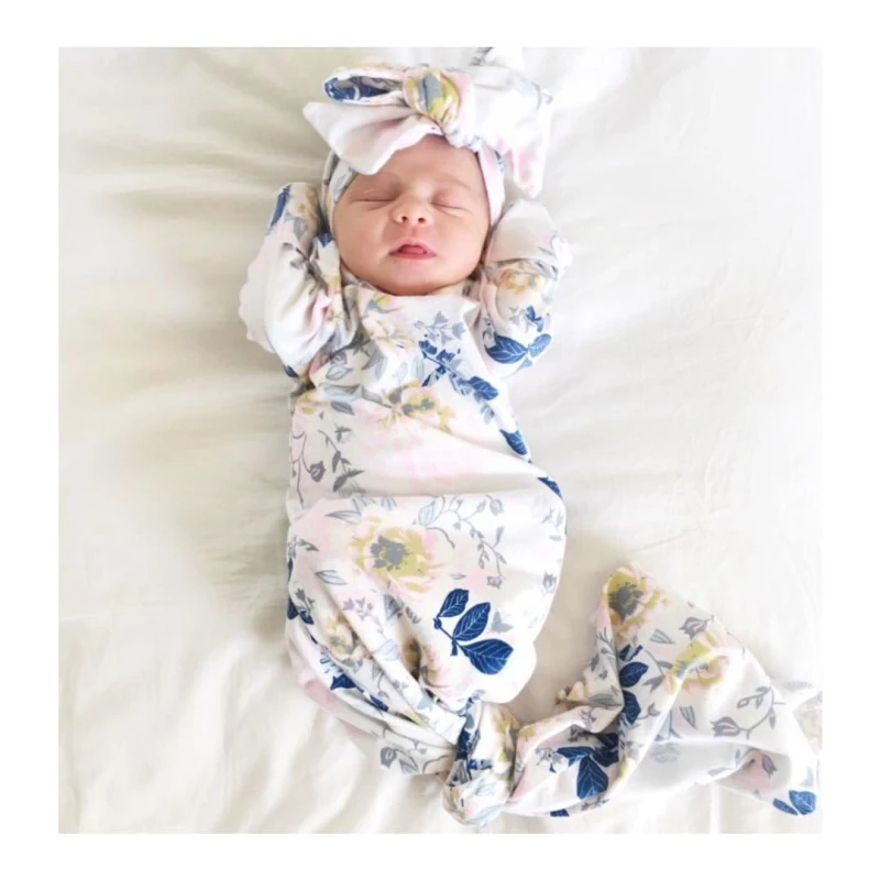 Emmaaby/комплект из 2 предметов; хлопковое Пеленальное Одеяло с длинными рукавами и круглым вырезом с цветочным принтом; Комплект детских спальных мешков