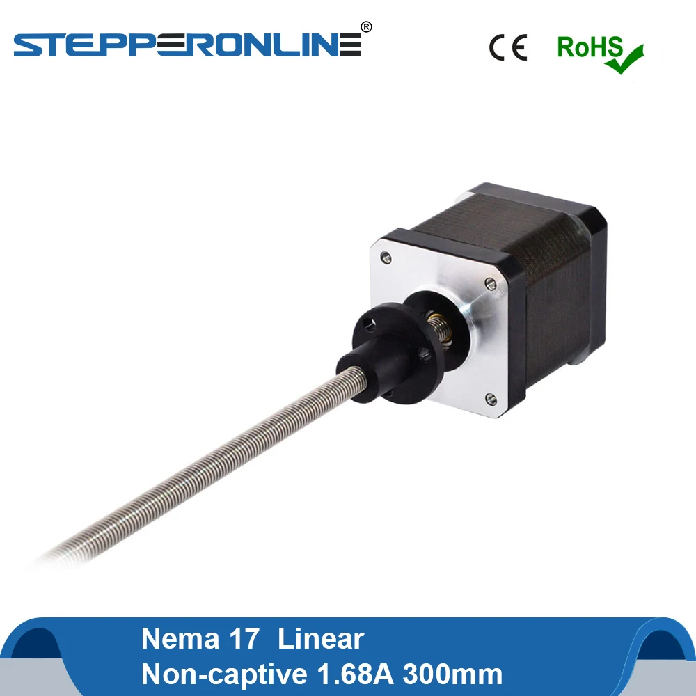 

Nema 17 Linear Stepper Motor External 48mm Stack 1.68A with 300mm Tr8x8 Threaded Rod