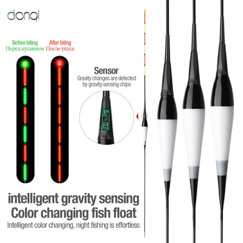 

DONQL Electronic Fishing Float Luminous High Sensitivity Induction Bait Fish Bite Float Color Change Bobber Flotadore +2 battery