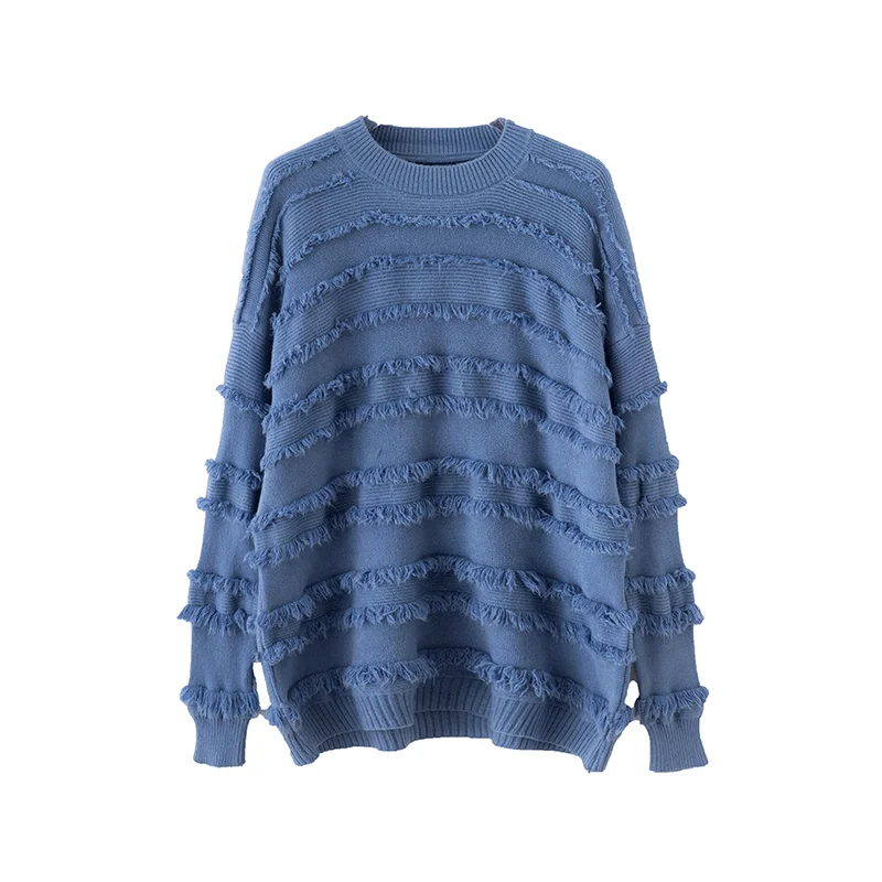 

2019 New Autumn Winter Tassel Pullover Sweater Female Korean Style Loose Solid Color Long-sleeved Sweater Blouse Personalized