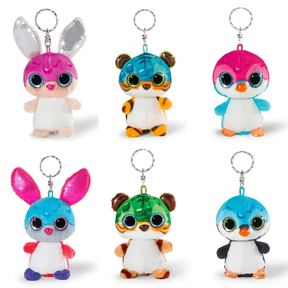 De dibujos animados llavero de animal de felpa colorido conejo de peluche bonito pingüino Tigre Cadena clave coche llave anillo mochila colgante de joyería