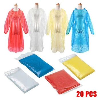 

10/20 pcs Disposable PVC Adult Raincoat Transparent Disposable Protective Clothing Suit Against Dust Contact-free Random Color