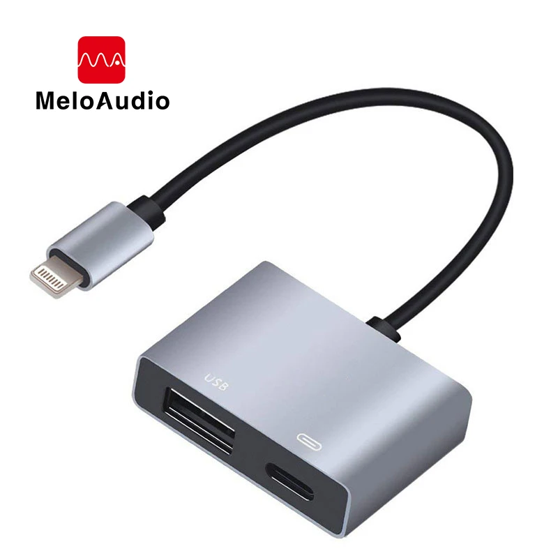 MeloAudio для подключения Lightning к usb-камере OTG dapter штекер-гнездо с зарядным интерфейсом